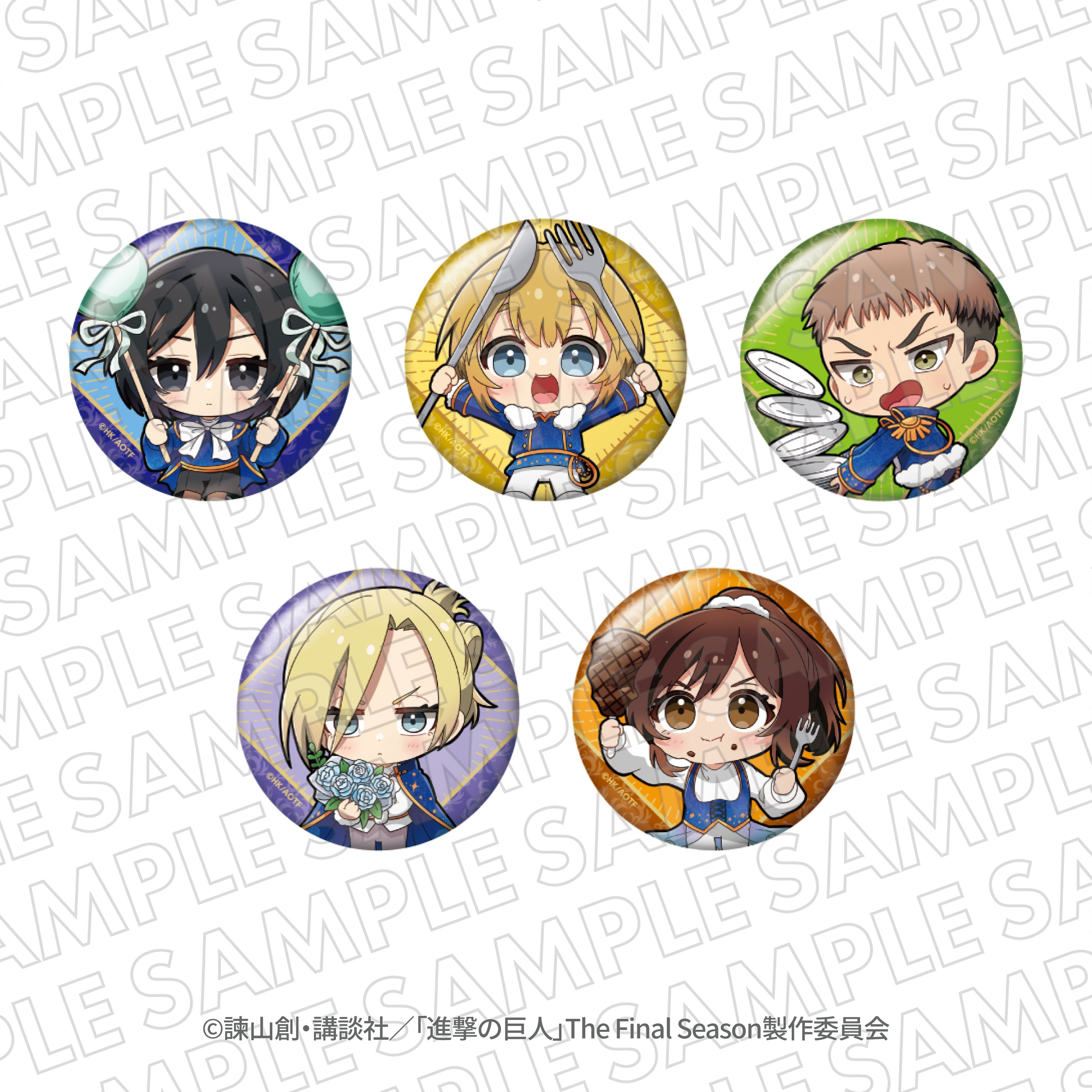 進撃の巨人 エスクリ 缶バッジ エレン ミカサ アルミン 進撃の巨人』エスクリコラボ第三弾 ミニキャラホログラム缶バッジB