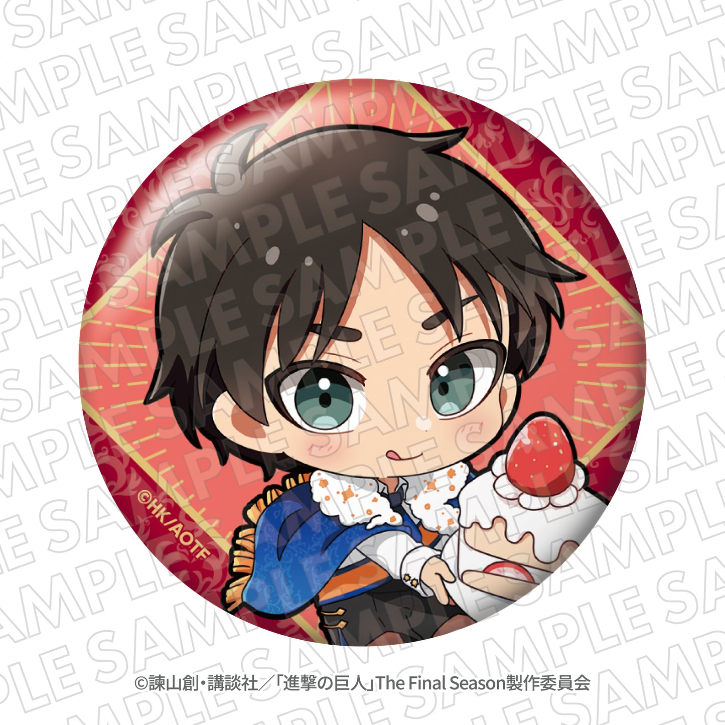 『進撃の巨人』エスクリコラボ第三弾　ミニキャラホログラム缶バッジA（エレン、リヴァイ、エルヴィン、ハンジ、ライナー）　全5種セット