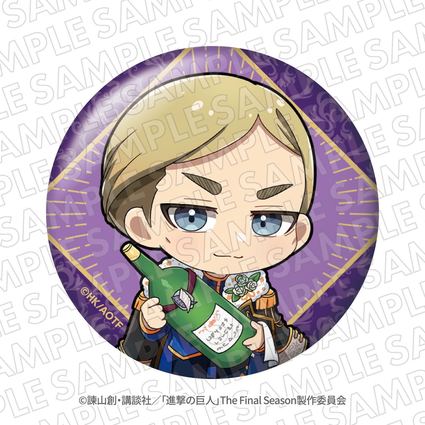 『進撃の巨人』エスクリコラボ第三弾　ミニキャラホログラム缶バッジA（エレン、リヴァイ、エルヴィン、ハンジ、ライナー）　全5種トレーディング